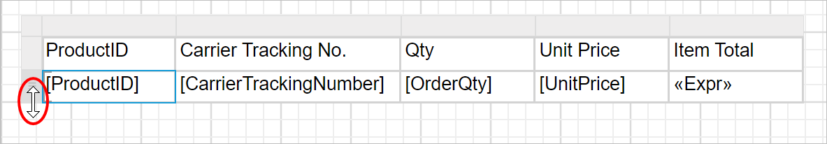 Resize the table row
