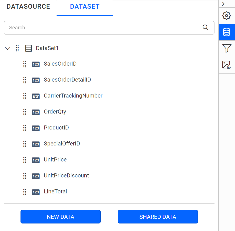 Data fields list