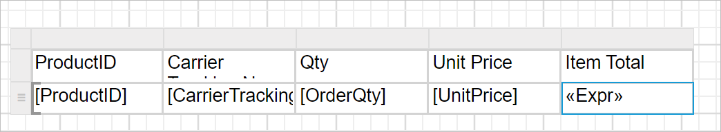 Assign expression to table cell