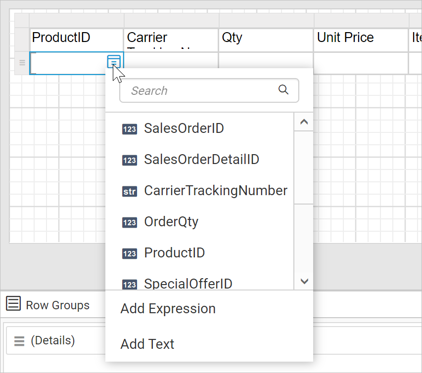 Open data assign menu